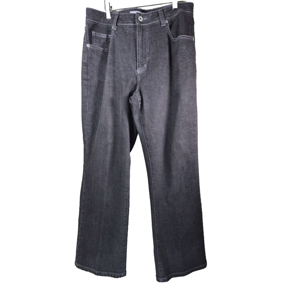 Chico's Platinum Womens Size 1 Short US 10 Facet Black Straight Leg Jeans Pants